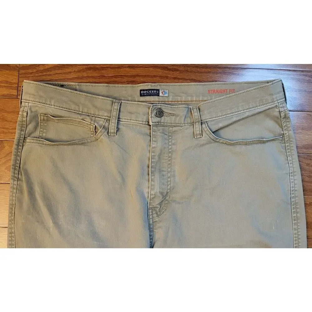 Dockers Khaki Pants Men Straight Fit 36 x 28 Cotton Twill